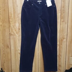 NWT Straight Leg Size 10 Short Navy Blue Corduroy Pants Soft Croft & Barrow